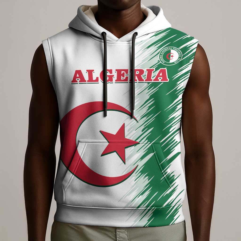 Custom Algeria Football Sleeveless Hoodie Go The Greens - African Pride