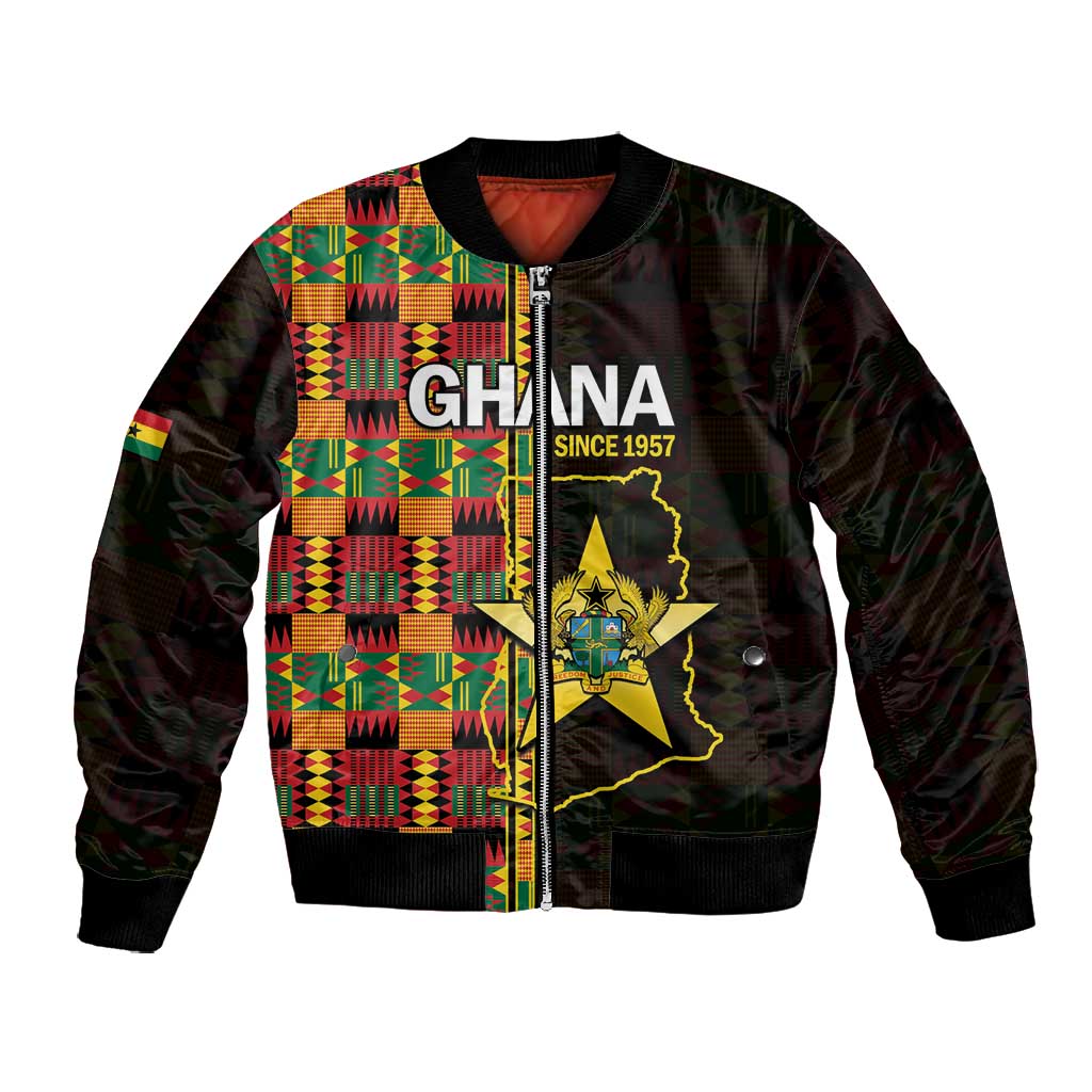 Afro Ghana Independence Day Bomber Jacket Ghanaian 1957 Kente Pattern