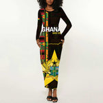 Afro Ghana Independence Day Long Sleeve Bodycon Dress Ghanaian 1957 Kente Pattern LT14