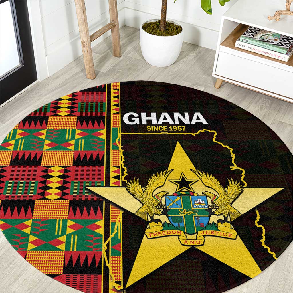 Afro Ghana Independence Day Round Carpet Ghanaian 1957 Kente Pattern