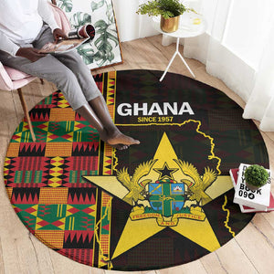 Afro Ghana Independence Day Round Carpet Ghanaian 1957 Kente Pattern