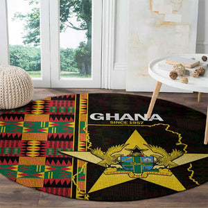 Afro Ghana Independence Day Round Carpet Ghanaian 1957 Kente Pattern