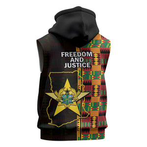 Afro Ghana Independence Day Sleeveless Zip Hoodie Ghanaian 1957 Kente Pattern - African Pride