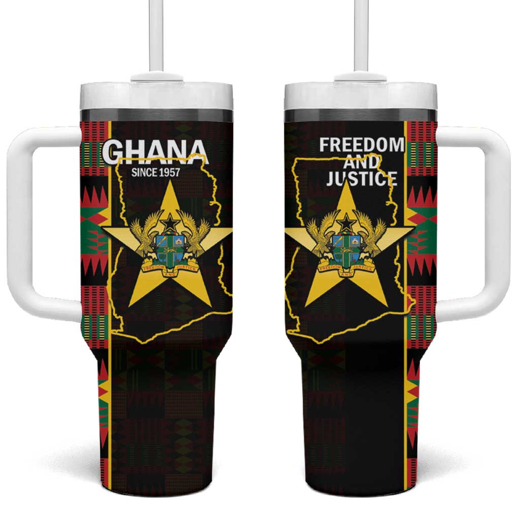 Afro Ghana Independence Day Tumbler With Handle Ghanaian 1957 Kente Pattern