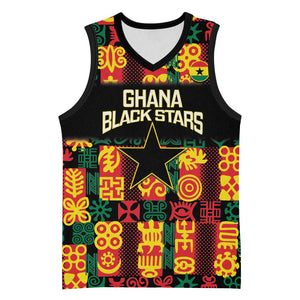 Custom Ghana Black Stars Basketball Jersey Adinkra Pattern - Football Style LT14