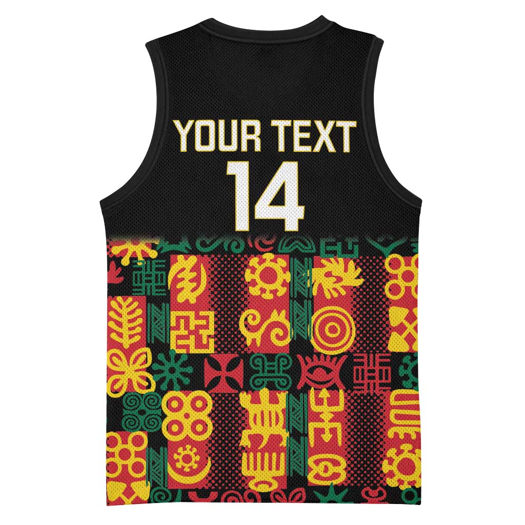 Custom Ghana Black Stars Basketball Jersey Adinkra Pattern - Football Style LT14