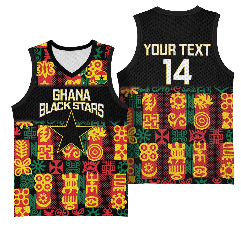 Custom Ghana Black Stars Basketball Jersey Adinkra Pattern - Football Style LT14