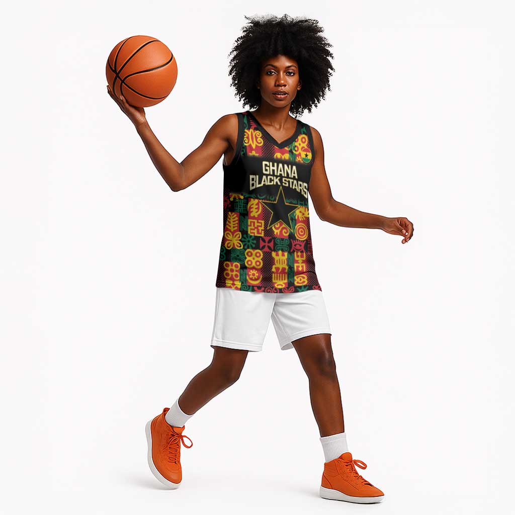 Custom Ghana Black Stars Basketball Jersey Adinkra Pattern - Football Style LT14