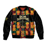 Custom Ghana Black Stars Bomber Jacket Adinkra Pattern - Football Style