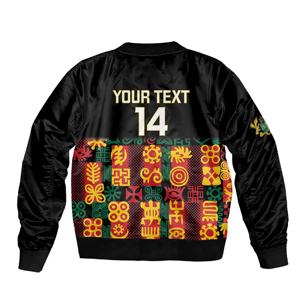 Custom Ghana Black Stars Bomber Jacket Adinkra Pattern - Football Style