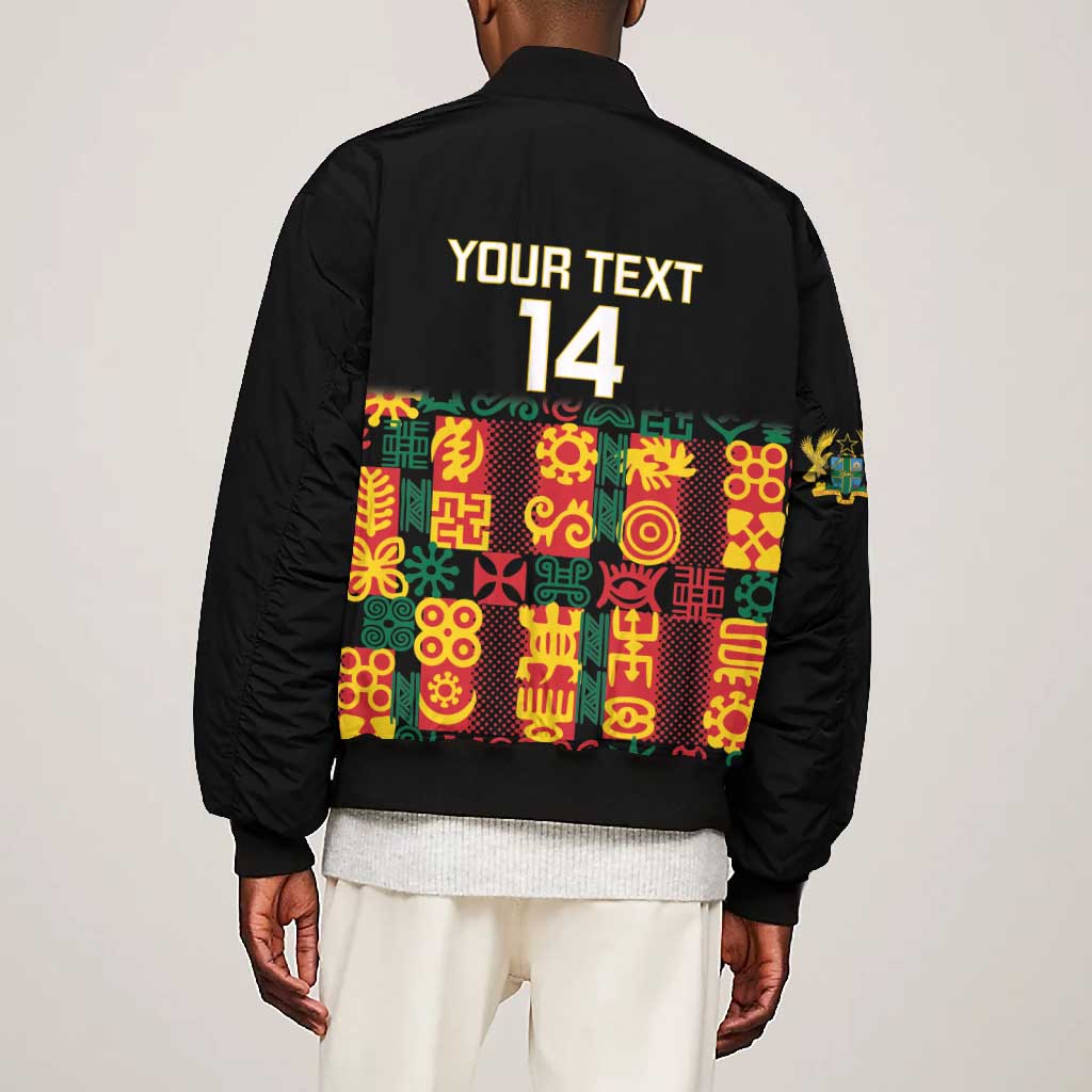Custom Ghana Black Stars Bomber Jacket Adinkra Pattern - Football Style
