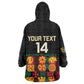 Custom Ghana Black Stars Kid Wearable Blanket Hoodie Adinkra Pattern - Football Style