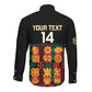 Custom Ghana Black Stars Long Sleeve Button Shirt Adinkra Pattern - Football Style