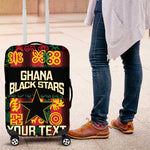 Custom Ghana Black Stars Luggage Cover Adinkra Pattern - Football Style