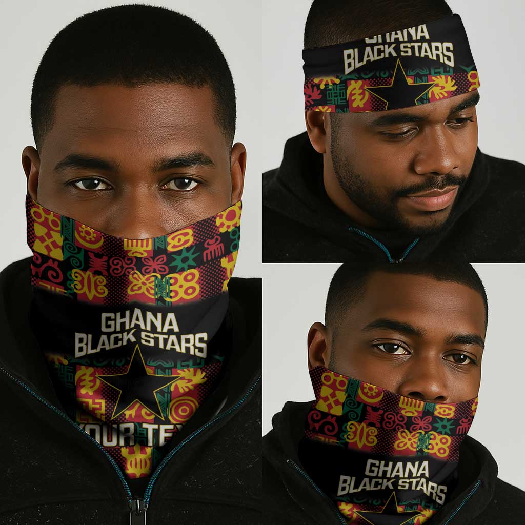 Custom Ghana Black Stars Neck Gaiter Adinkra Pattern - Football Style LT14