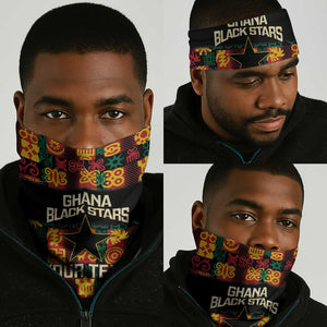 Custom Ghana Black Stars Neck Gaiter Adinkra Pattern - Football Style LT14
