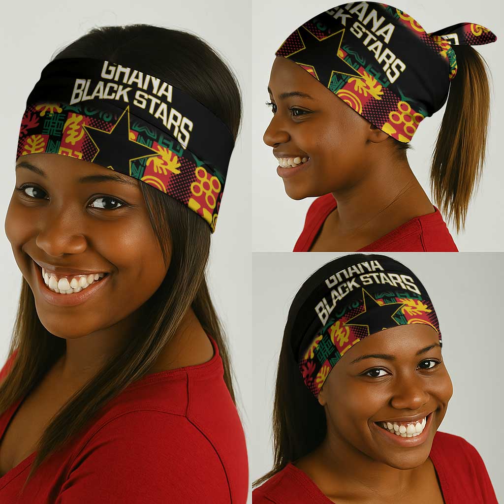 Custom Ghana Black Stars Neck Gaiter Adinkra Pattern - Football Style LT14