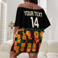 Custom Ghana Black Stars Off Shoulder Short Dress Adinkra Pattern - Football Style
