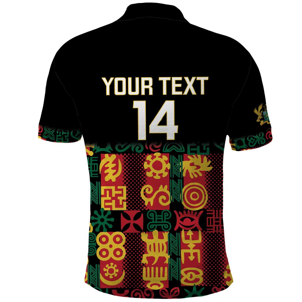 Custom Ghana Black Stars Polo Shirt Adinkra Pattern - Football Style