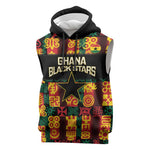 Custom Ghana Black Stars Sleeveless Hoodie Adinkra Pattern - Football Style - African Pride