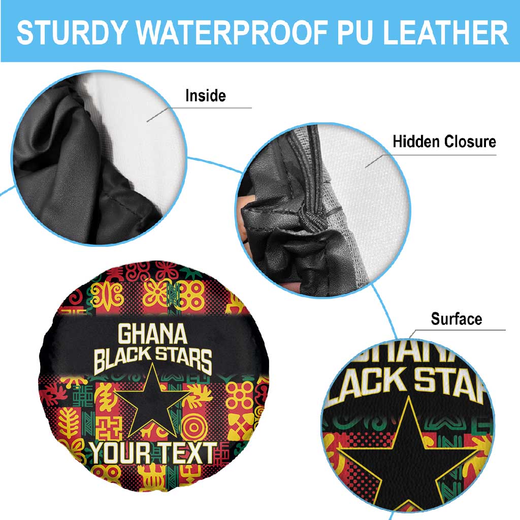 Custom Ghana Black Stars Spare Tire Cover Adinkra Pattern - Football Style