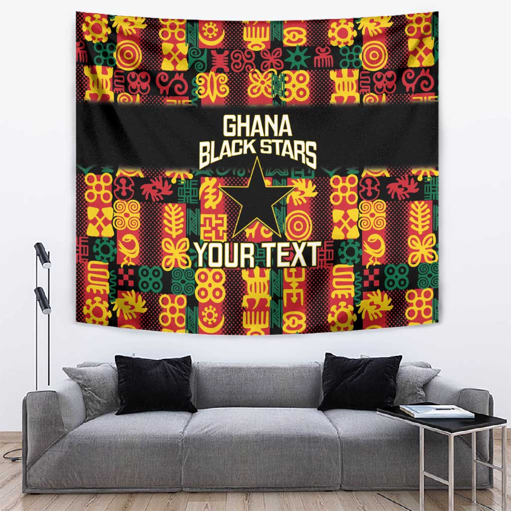 Custom Ghana Black Stars Tapestry Adinkra Pattern - Football Style