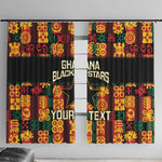 Custom Ghana Black Stars Window Curtain Adinkra Pattern - Football Style
