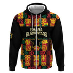 Custom Ghana Black Stars Zip Hoodie Adinkra Pattern - Football Style