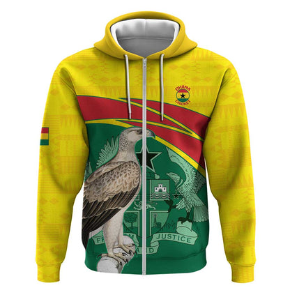 Custom Ghana Black Batters Zip Hoodie Ghanaian Tawny Eagle - Cricket Style