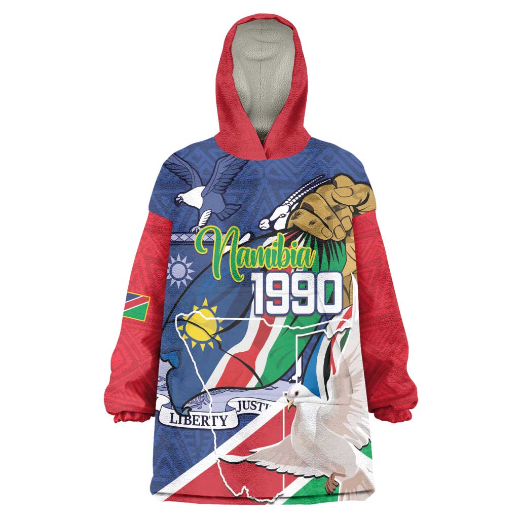 Afro Namibia Independence Day Wearable Blanket Hoodie Namibian 1990 African Pattern