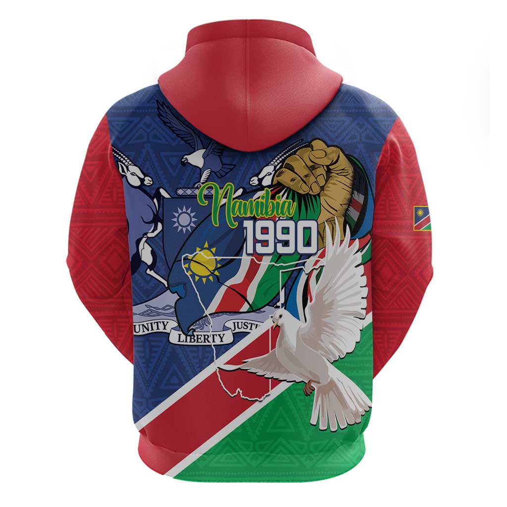 Afro Namibia Independence Day Zip Hoodie Namibian 1990 African Pattern