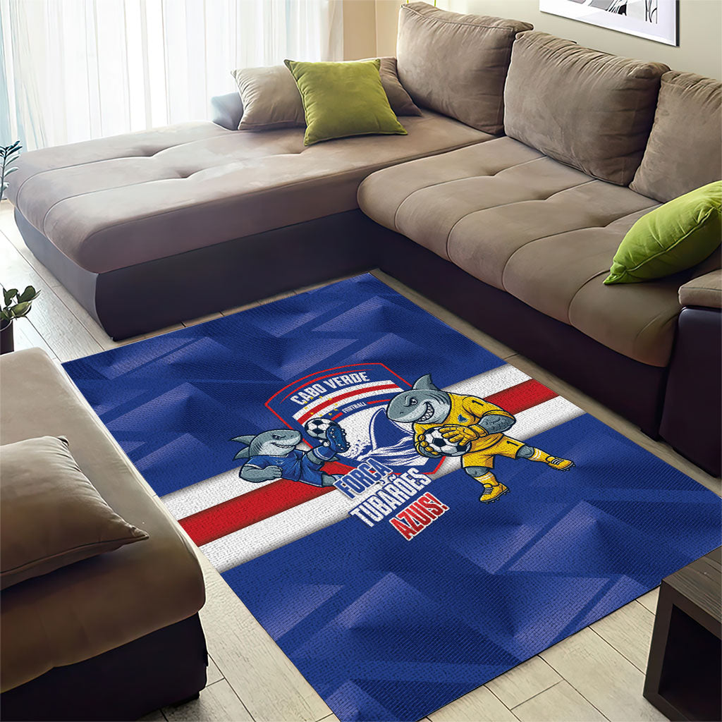 Cabo Verde Football 2026 Area Rug Forca Tubaroes Azuis