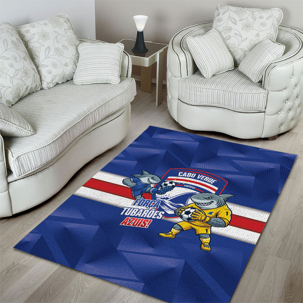 Cabo Verde Football 2026 Area Rug Forca Tubaroes Azuis