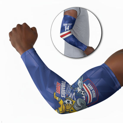 Cabo Verde Football 2026 Custom Arm Sleeves Forca Tubaroes Azuis