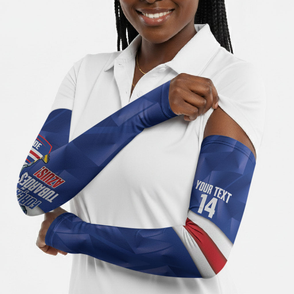 Cabo Verde Football 2026 Custom Arm Sleeves Forca Tubaroes Azuis