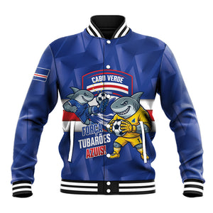 Cabo Verde Football 2026 Custom Baseball Jacket Forca Tubaroes Azuis