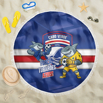 Cabo Verde Football 2026 Beach Blanket Forca Tubaroes Azuis
