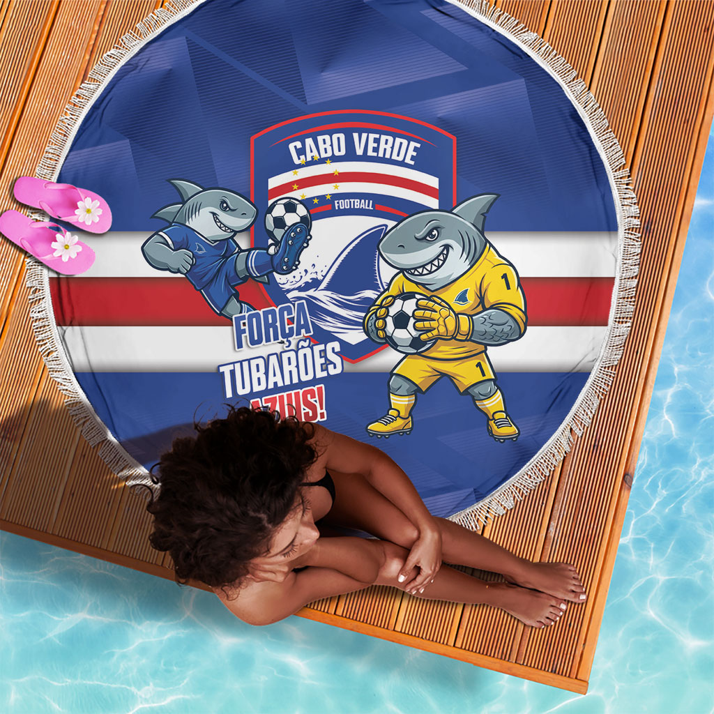 Cabo Verde Football 2026 Beach Blanket Forca Tubaroes Azuis