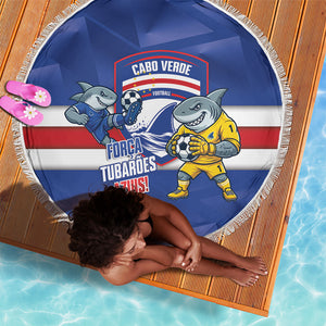 Cabo Verde Football 2026 Beach Blanket Forca Tubaroes Azuis