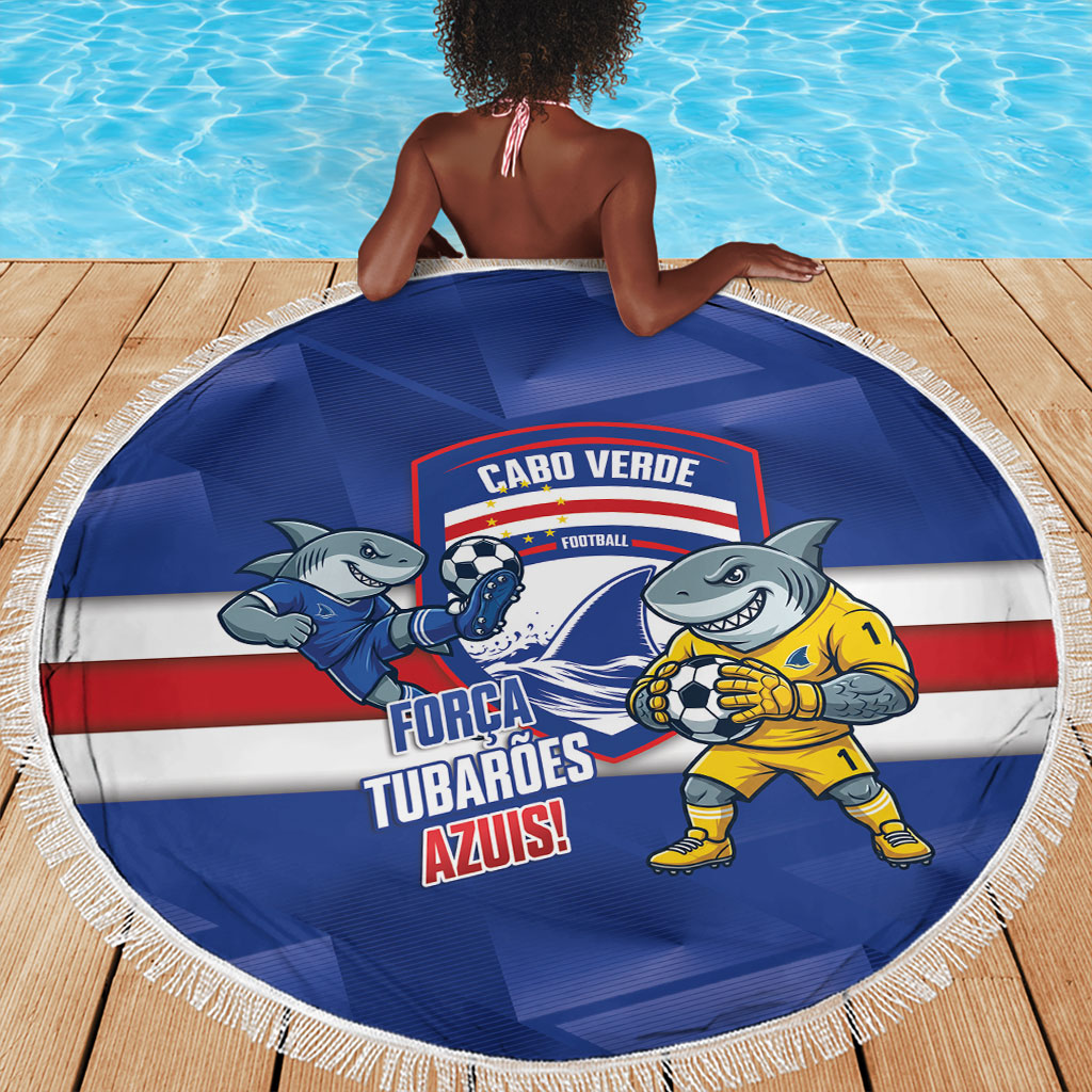 Cabo Verde Football 2026 Beach Blanket Forca Tubaroes Azuis