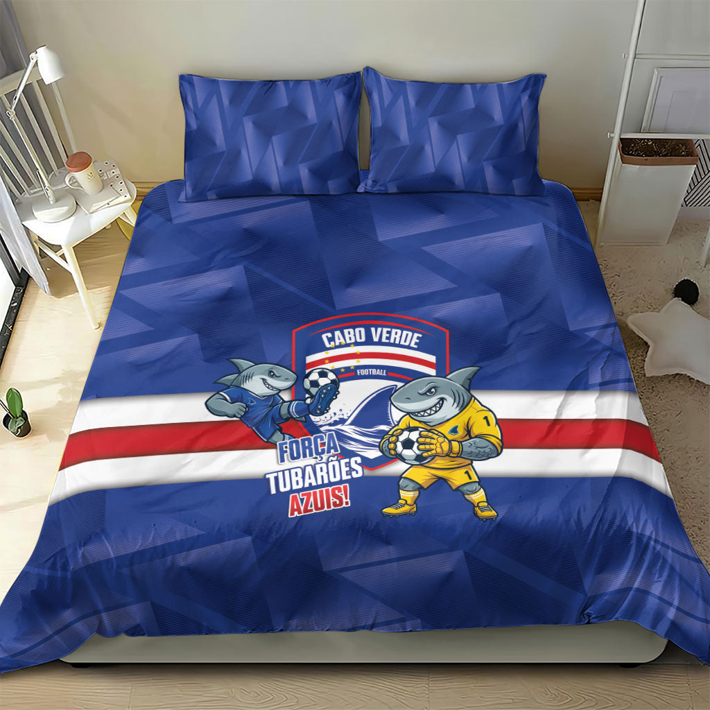 Cabo Verde Football 2026 Bedding Set Forca Tubaroes Azuis