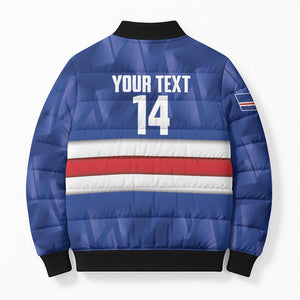 Cabo Verde Football 2026 Custom Bomber Puffer Jacket Forca Tubaroes Azuis