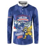 Cabo Verde Football 2026 Custom Button Sweatshirt Forca Tubaroes Azuis