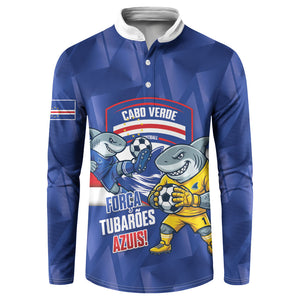 Cabo Verde Football 2026 Custom Button Sweatshirt Forca Tubaroes Azuis