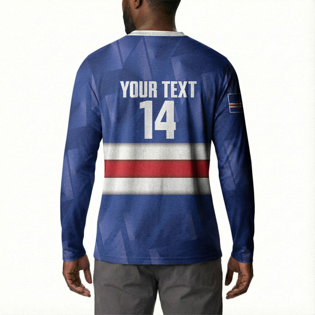 Cabo Verde Football 2026 Custom Button Sweatshirt Forca Tubaroes Azuis