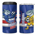 Cabo Verde Football 2026 Custom 4 in 1 Can Cooler Tumbler Forca Tubaroes Azuis