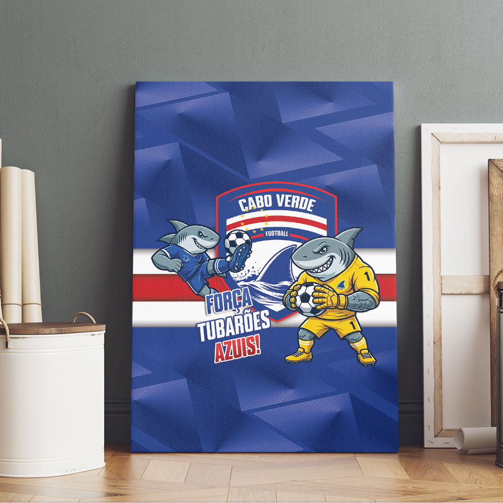Cabo Verde Football 2026 Canvas Wall Art Forca Tubaroes Azuis