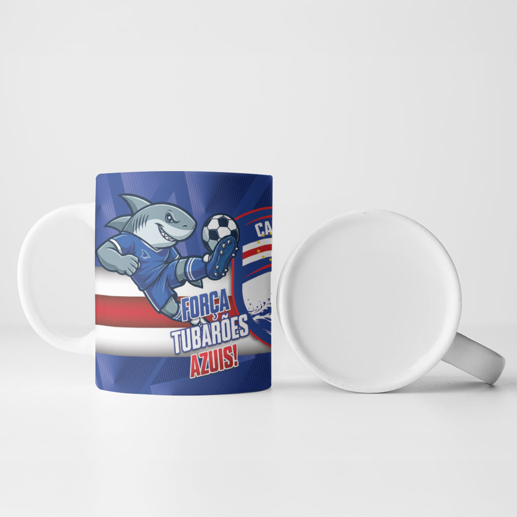 Cabo Verde Football 2026 Custom Ceramic Mug Forca Tubaroes Azuis