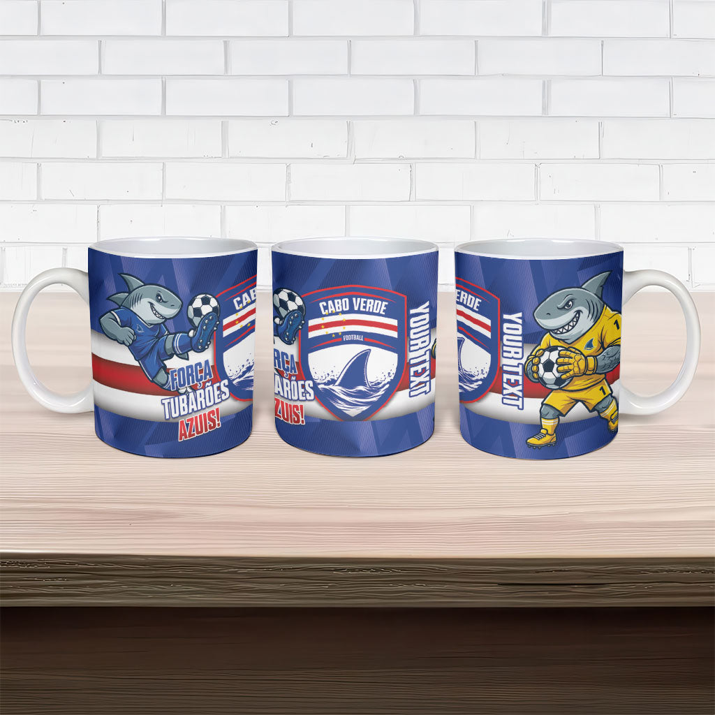 Cabo Verde Football 2026 Custom Ceramic Mug Forca Tubaroes Azuis