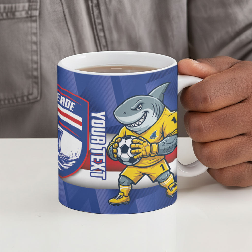 Cabo Verde Football 2026 Custom Ceramic Mug Forca Tubaroes Azuis